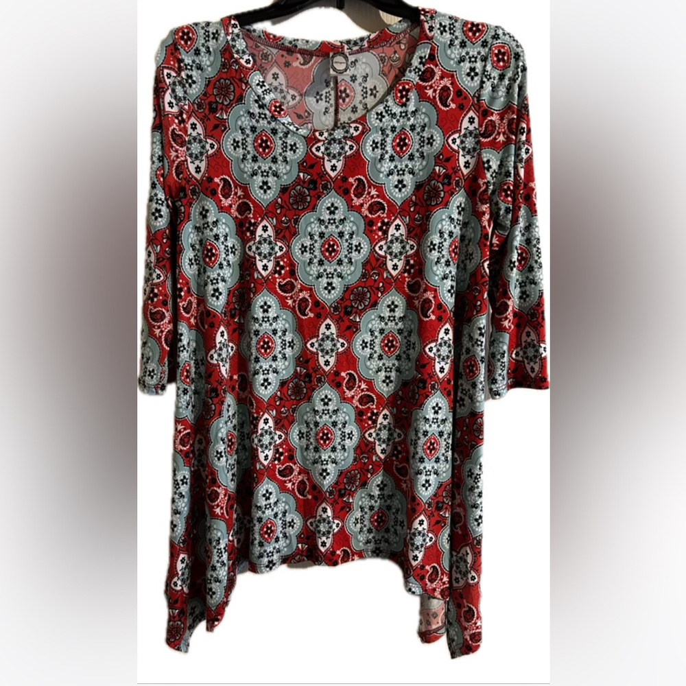 Vintage Honeyme Brand Small Red & Blue Paisley Blouse